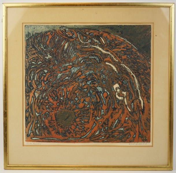 Hjördis Lindblad, ''Penumbra'', färgetsning nr 22/100, signerad, daterad 1968.