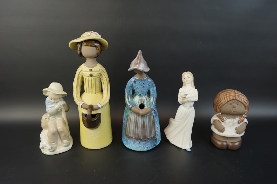 Figuriner, 5 st, porslin/keramik, bl.a Tengra.