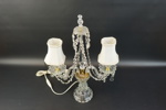 Bordslampa, 2 ljuspunkter, glas/mässing, K&T, 1900-tal.