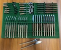 Bestickuppsättning, 122 delar, teak/rostfritt, "Stjärn, Asni, Danmark, med bestickschatull, teak, Stig-bolaget, Malmö, med bestick, 1950/60-tal.