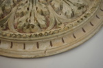 Takrosetter, 2 st, gips, bl.a Svenska Ornamentfabriken, Arvika.