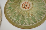 Takrosetter, 2 st, gips, bl.a Svenska Ornamentfabriken, Arvika.
