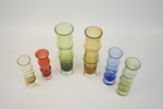 Bo Borgström, vaser, 6 st, "Bambu", glas, Åseda Glasbruk.