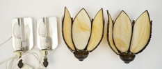 Tak och vägglampor, 3 delar, glas/metall, bl.a Orginal Tiffany, Gramcery Park, New York, USA.