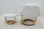 Snurrfåtölj med fotpall, Stressless-stil, konstskinn/trä.