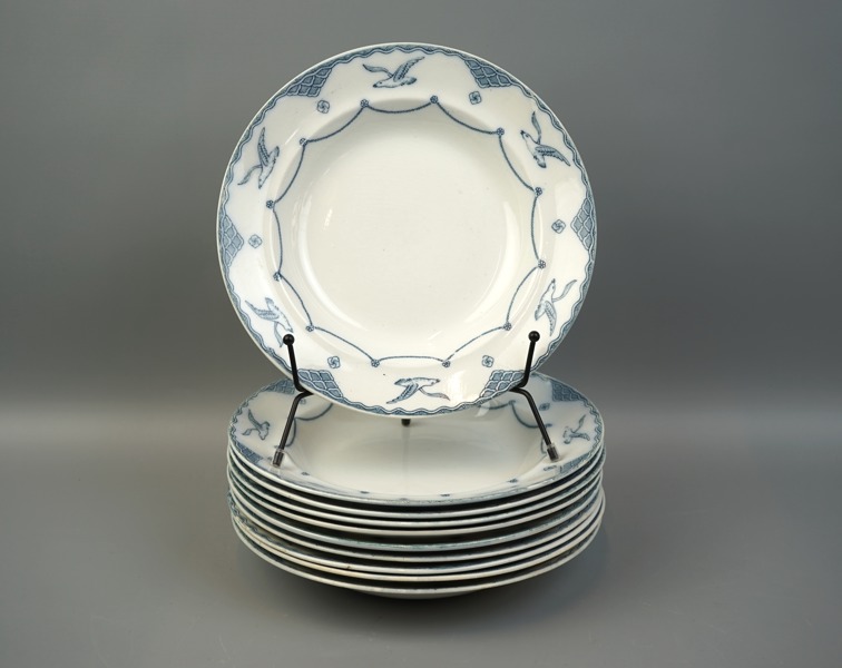 Djupa tallrikar, 10 st, flintgods, ''Öresund'', Gustavsberg, 1913-41.