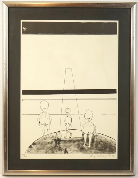 Roy Lindqvist, litografi nr 214/500, signerad, daterad 1974.