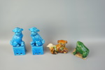 Figuriner, 4 st, keramik, Fohundar och groda, Kina.