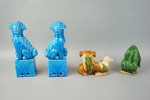 Figuriner, 4 st, keramik, Fohundar och groda, Kina.