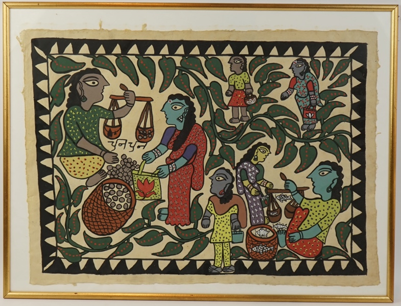 Oidentifierad konstnär, del av Jankapur Women's Art Project, blandteknik, osignerad, Nepal.