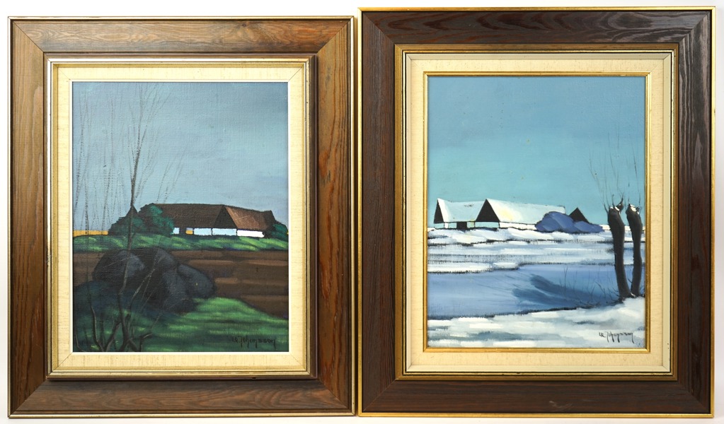 Leif Johansson, olja på duk, 2 st, signerade.