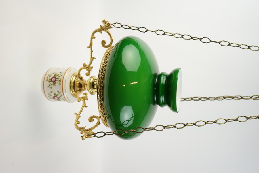 Taklampa, metall, porslin, glas, 1900-tal.