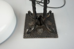 Bordslampa, glas/metall, strindbergsmodell, 1900-talets mitt.