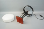 Bordslampa, glas/metall, strindbergsmodell, 1900-talets mitt.