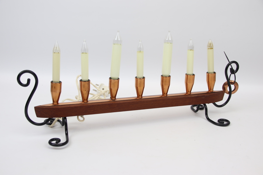 Elljusstaken Viking, teak/metall, 1960-talets mitt.