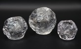 Ann Wärff, ljuslyktor, 3 st, glas, ''Snöboll'', Kosta Boda.