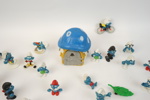 Smurfhus och smurfar, ett parti.