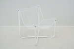 Niels Gammelgaard, fåtölj, vitlackerad stål, "Järpen", Ikea, formgiven 1983.