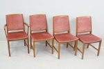 Matbord och 4 stolar, teak/textil, 1900-talets andra hälft.