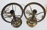 Bordslampor, 2 st, strindbergsmodell, mässing/glas, samtida.