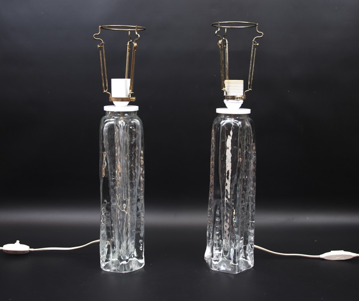 Bordslampor, ett par, glas, 1960/70-tal.