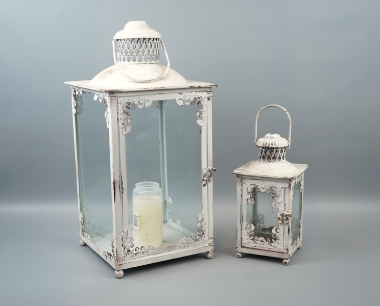 Lyktor, 2 st, glas/metall.