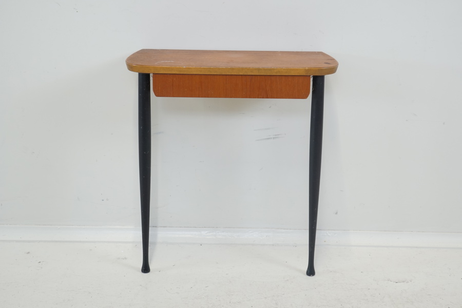 Konsollbord med låda, 2 ben, teak, 1900-talets andra hälft.