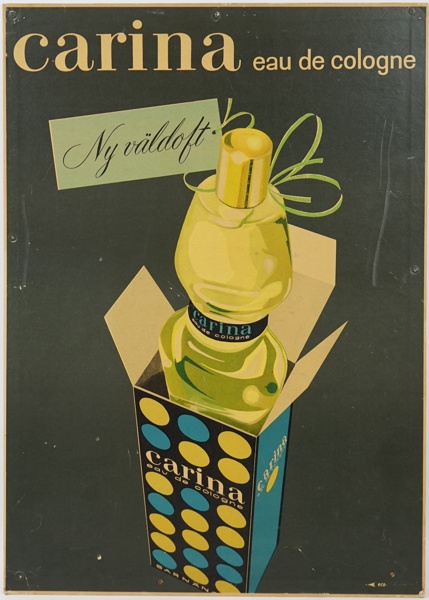 Reklamaffisch, ''Carina eau de colonge''.