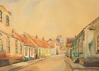 Folke Gustavsson, ''St.Rådmans.g.'', akvarell, signerad.