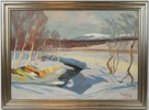 Folke Wilhelmsson Berg, ''Vårvinden i fjället'', olja på duk, signerad.