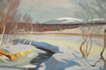 Folke Wilhelmsson Berg, ''Vårvinden i fjället'', olja på duk, signerad.