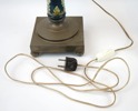 Elektrifierad bordsfotogenlampa, glas/mässing.