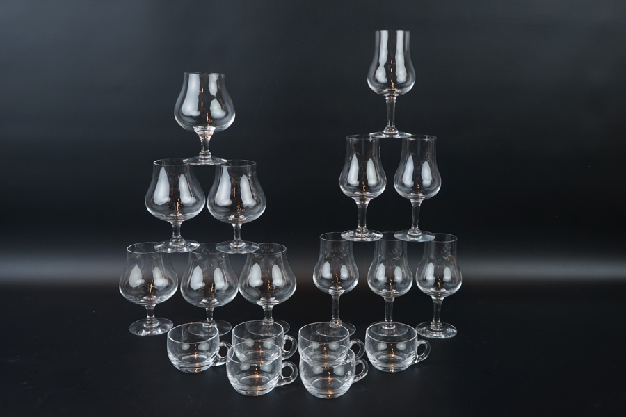 Glasservis, 6+6+6 st, glas, Orrefors.