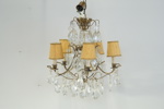 Ljuskrona, 6 ljuspunkter, mässing/glas, barockstil, 1900-tal.