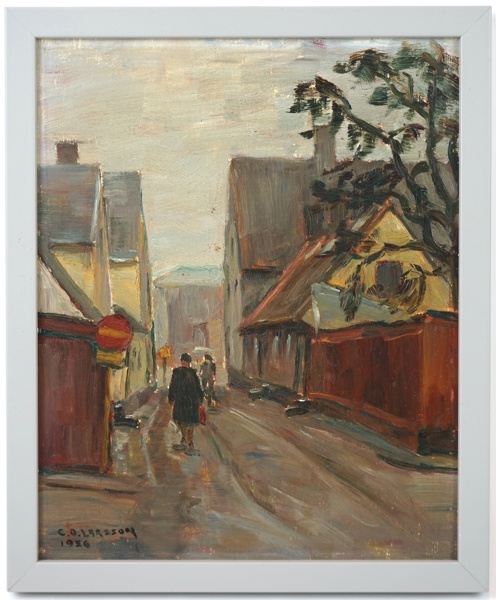 Carl Oscar Larsson, olja på pannå, signerad, daterad 1956.