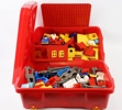 Lego Duplo, ett parti, i förvaringslador, 2 st, bl.a Duplo bilbana.