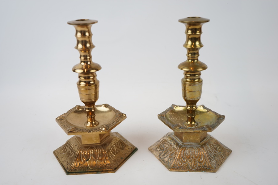 Ljusstakar, 2 st, malm, barockstil, bl.a Ystad Metall.