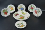 Fruktservis, 7 delar, porslin, "Pomona", Portmeirion, England.