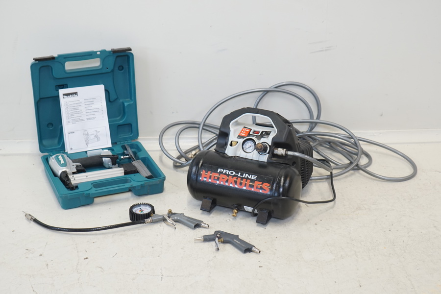 Dykertpistol, Makita, och kompressor, Herkules Pro-Line.