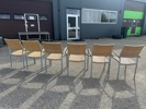 Bord med butterflyskiva samt 6 stolar, teak/metall/plastrotting.