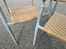 Bord med butterflyskiva samt 6 stolar, teak/metall/plastrotting.