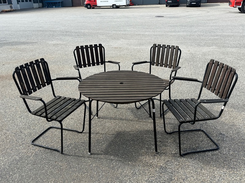 Trädgårdsgrupp, 5 delar, trä/metall.