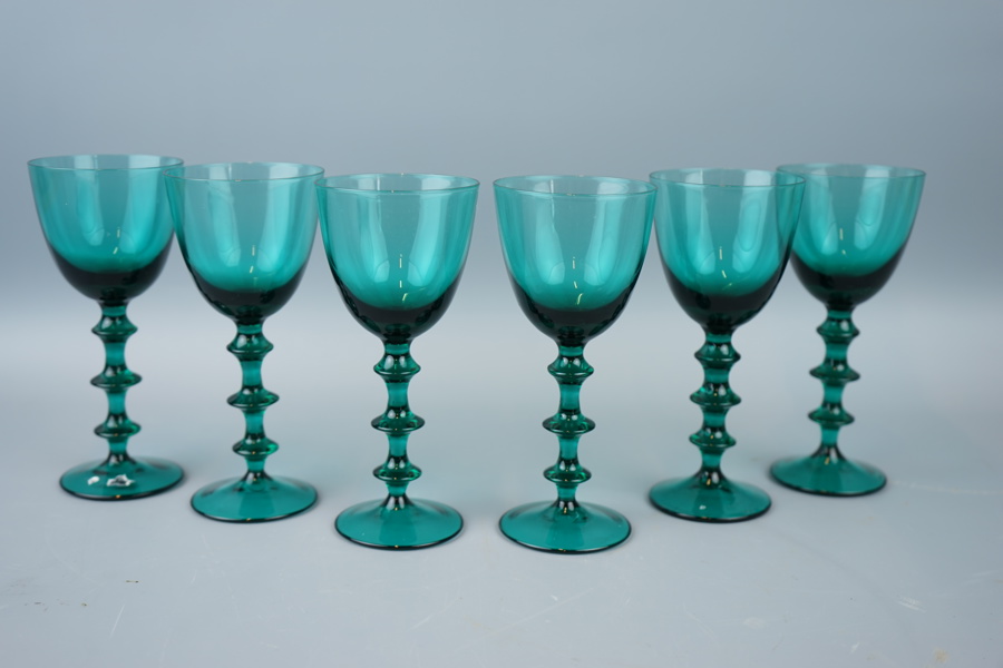 Gerda Strömberg, vinglas, 6 st, Strömbergshyttan, 1950-tal.