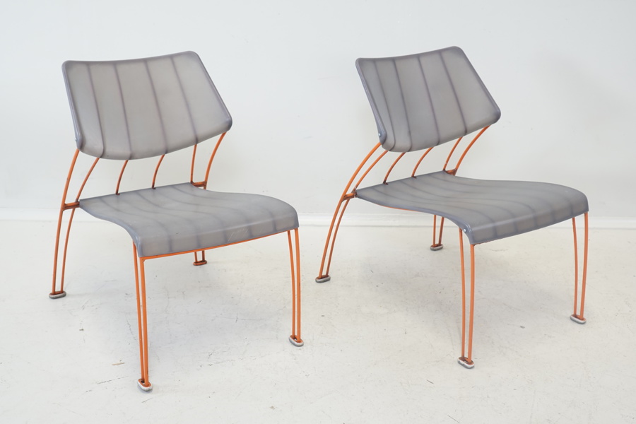 Monika Mulder, trädgårdsstolar, ett par, plast/metall, "Hasslö", Ikea, sent 1900-tal.