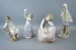 Figuriner, 4 st, porslin, bl.a Nao, Spanien.