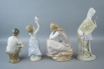 Figuriner, 4 st, porslin, bl.a Nao, Spanien.