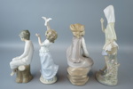 Figuriner, 4 st, porslin, bl.a Nao, Spanien.
