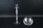 Ljusstake och vas, glas, Anne Nilsson, "Celeste" och Magnus Fortmeiier, "Organic, Orrefors.
