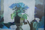 Georg Källkvist, ''Cineraria'', olja på duk, monogramsignerad, daterad 1975.