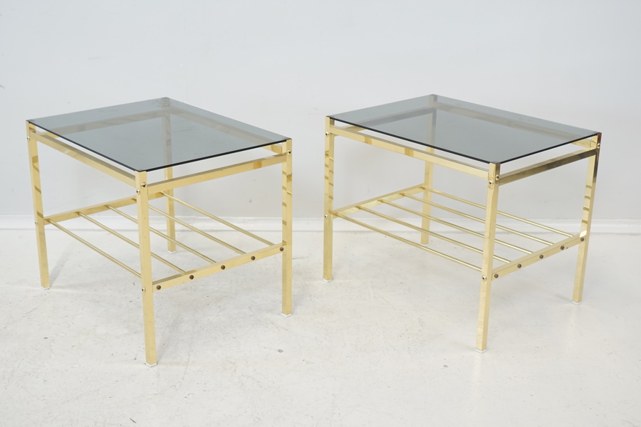 Sidobord, 2 st, glas/metall, 1900/2000-tal.